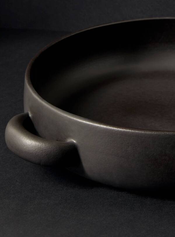 Stoneware Serving Plate with Handles 13.4": Matte White - Image 7