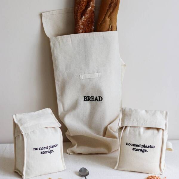 Canvas Cotton Natural Portable Bread Storage Bag - Image 5