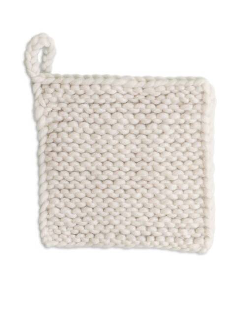 Knitted Wool Pot Holders: Natural