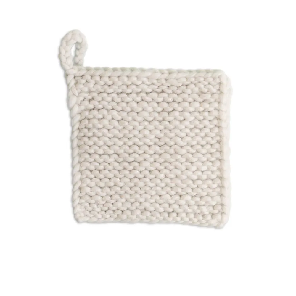 Knitted Wool Pot Holders: Natural