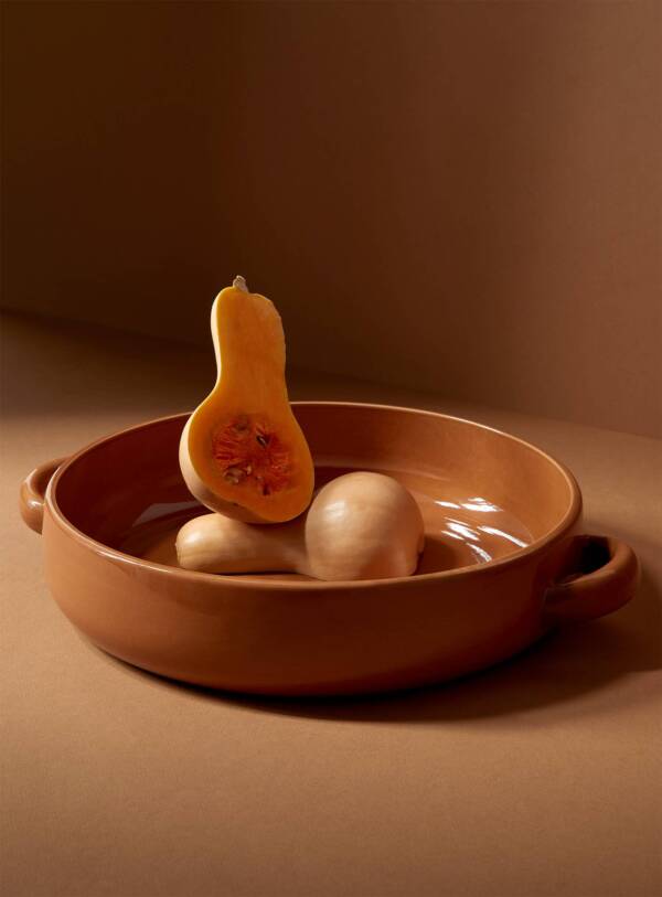 Stoneware Serving Plate with Handles 13.4": Matte White - Image 3