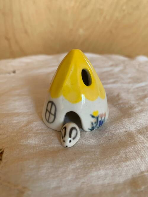 Mouse House (and cone incense burner)-yellow