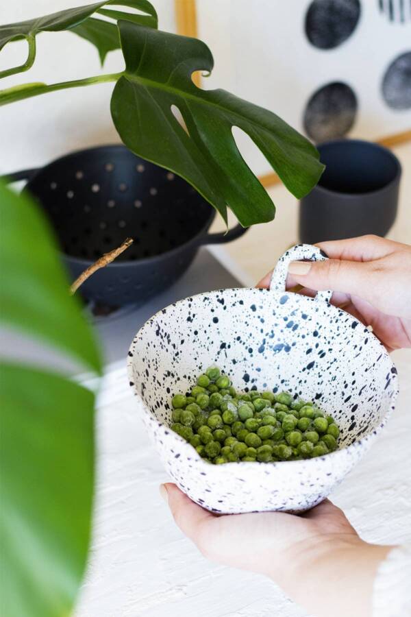 Handmade Ceramic Mixing Bowl: Black/White - Image 8