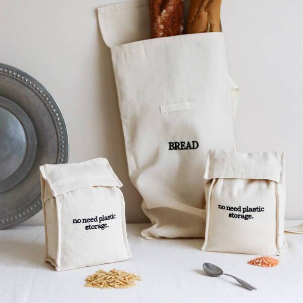 Canvas Cotton Natural Portable Bread Storage Bag - Image 3