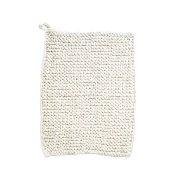 Knitted Wool Dish Mats: Natural