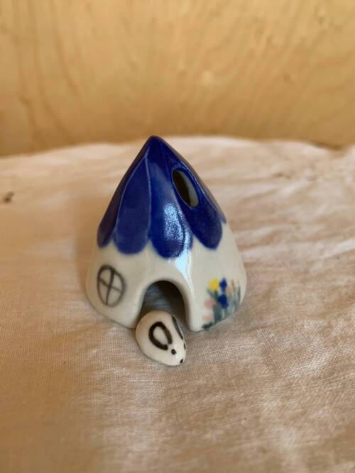 Mouse House (and cone incense burner)-blue
