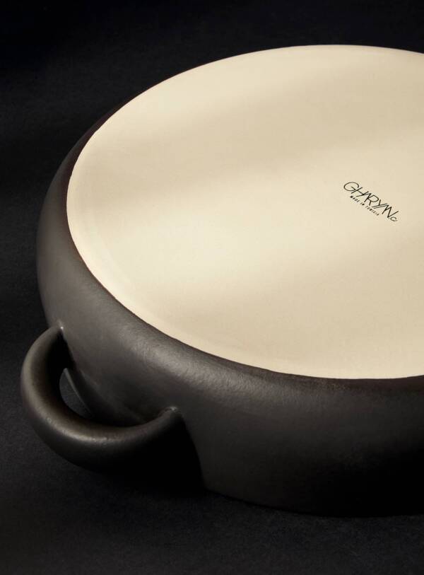 Stoneware Serving Plate with Handles 13.4": Matte White - Image 8