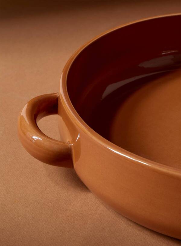 Stoneware Serving Plate with Handles 13.4": Matte White - Image 4