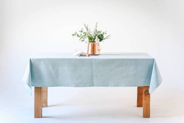 Blue Dotted Tablecloth: 60" x 90"