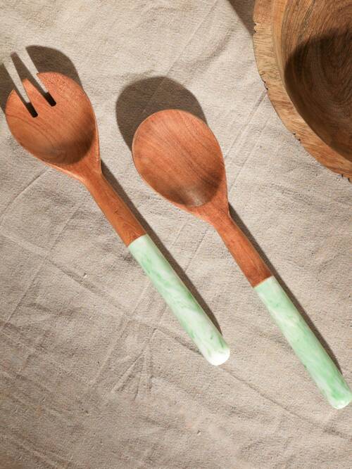 Marbled Salad Server (Green) Set of 2