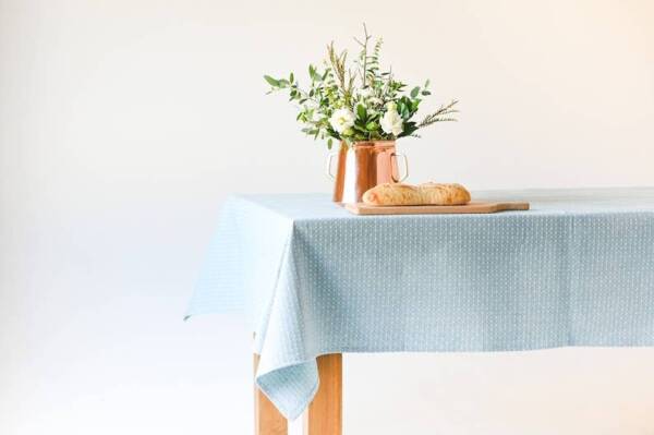 Blue Dotted Tablecloth: 60" x 90" - Image 2