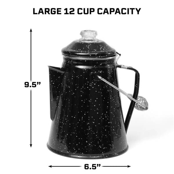 Black Enamel Coffee Pot - Image 3