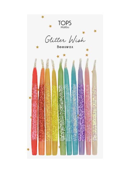 Glitter Wish 3" Beeswax Candles - Rainbow - Set of 10
