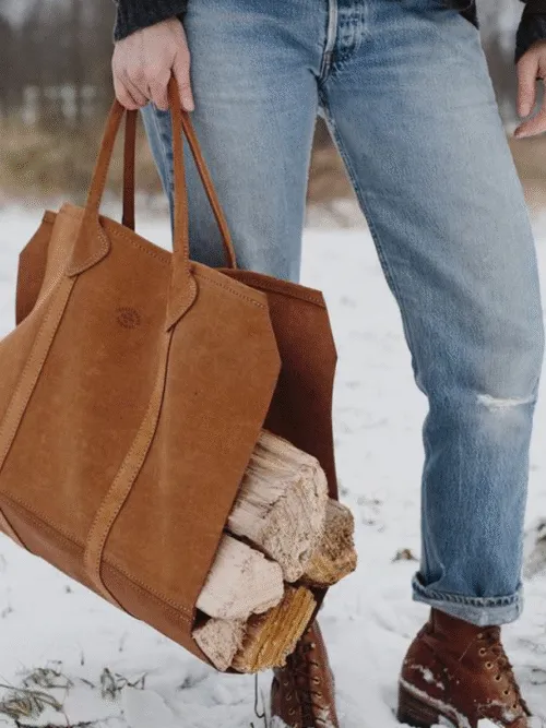 Suede Log Carrier