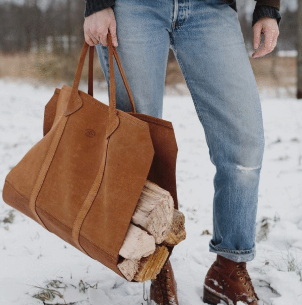 Suede Log Carrier