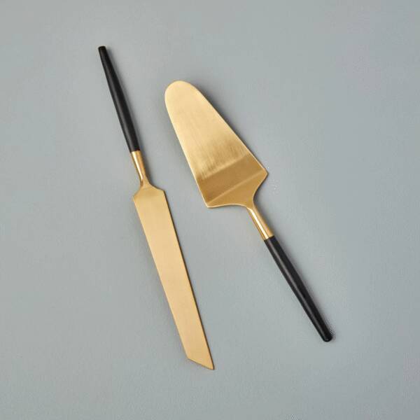 Black and Gold Cake Lift & Knife Set