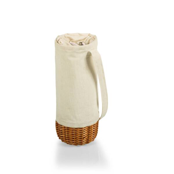 Malbec Insulated Canvas and Willow Wine Basket: Beige Canvas - Image 2