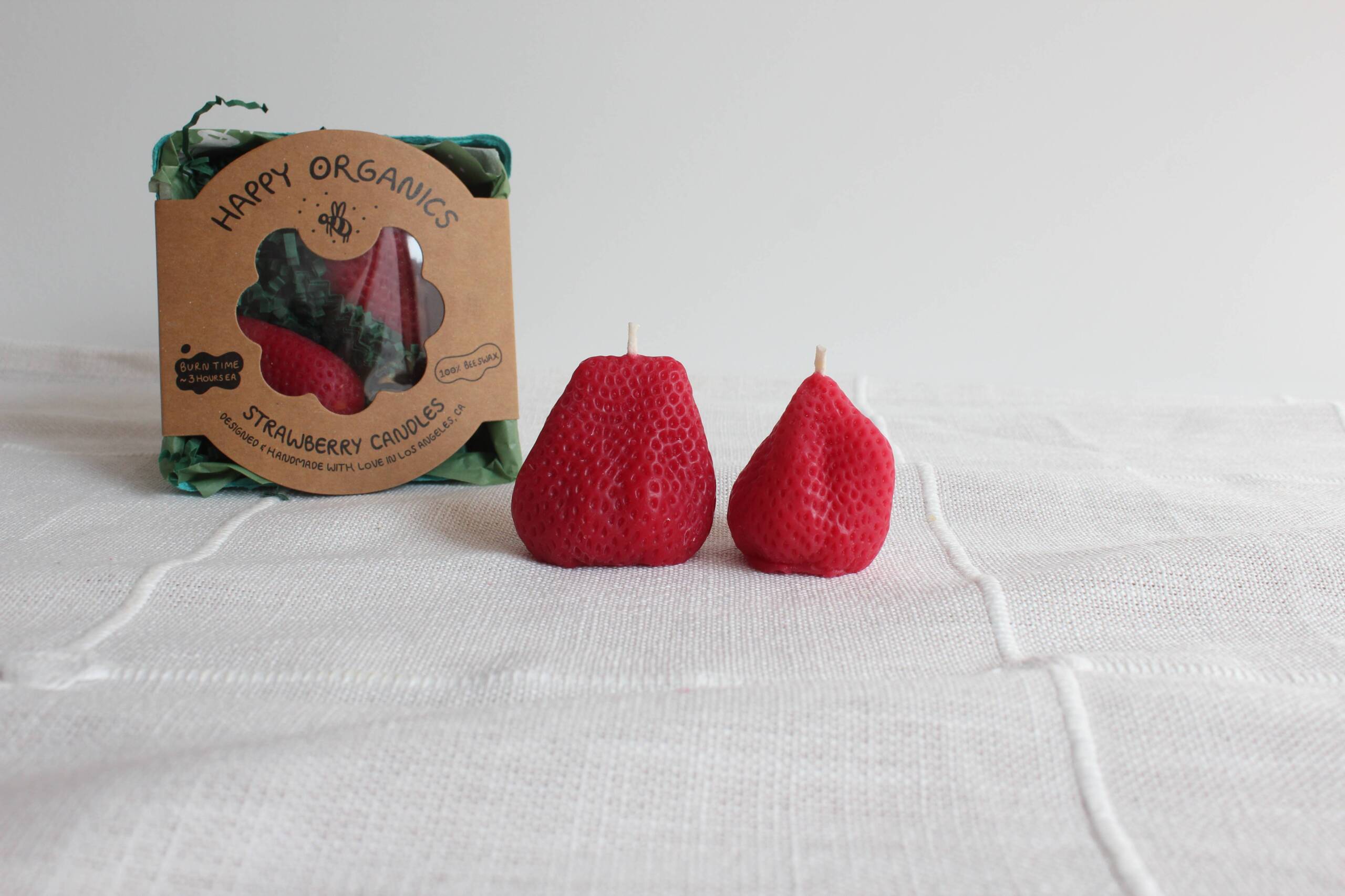 Large Strawberries Beeswax Candle Pair - Image 4