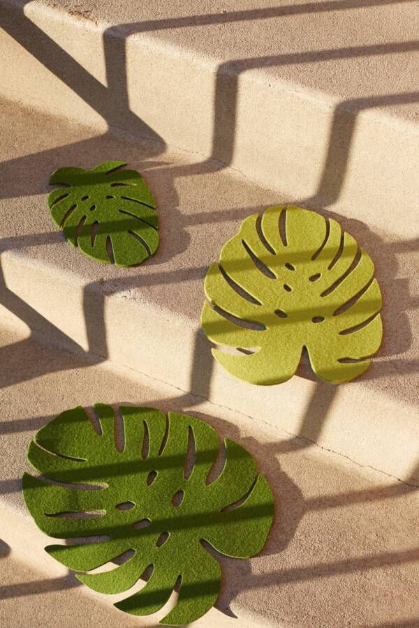 Merino Wool Felt Large Monstera Leaf Trivet: Loden Green - Image 3