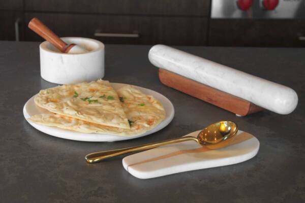 White Marble Rolling Pin and Wood Base - Image 5