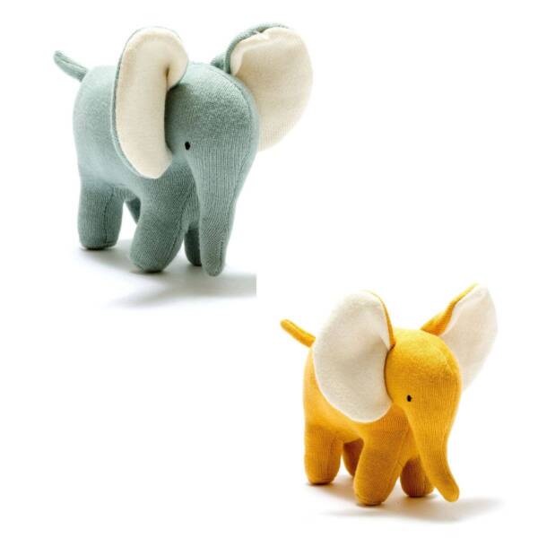 Ellis the Elephant Plush Toy Knitted Organic Cotton Mustard - Image 3