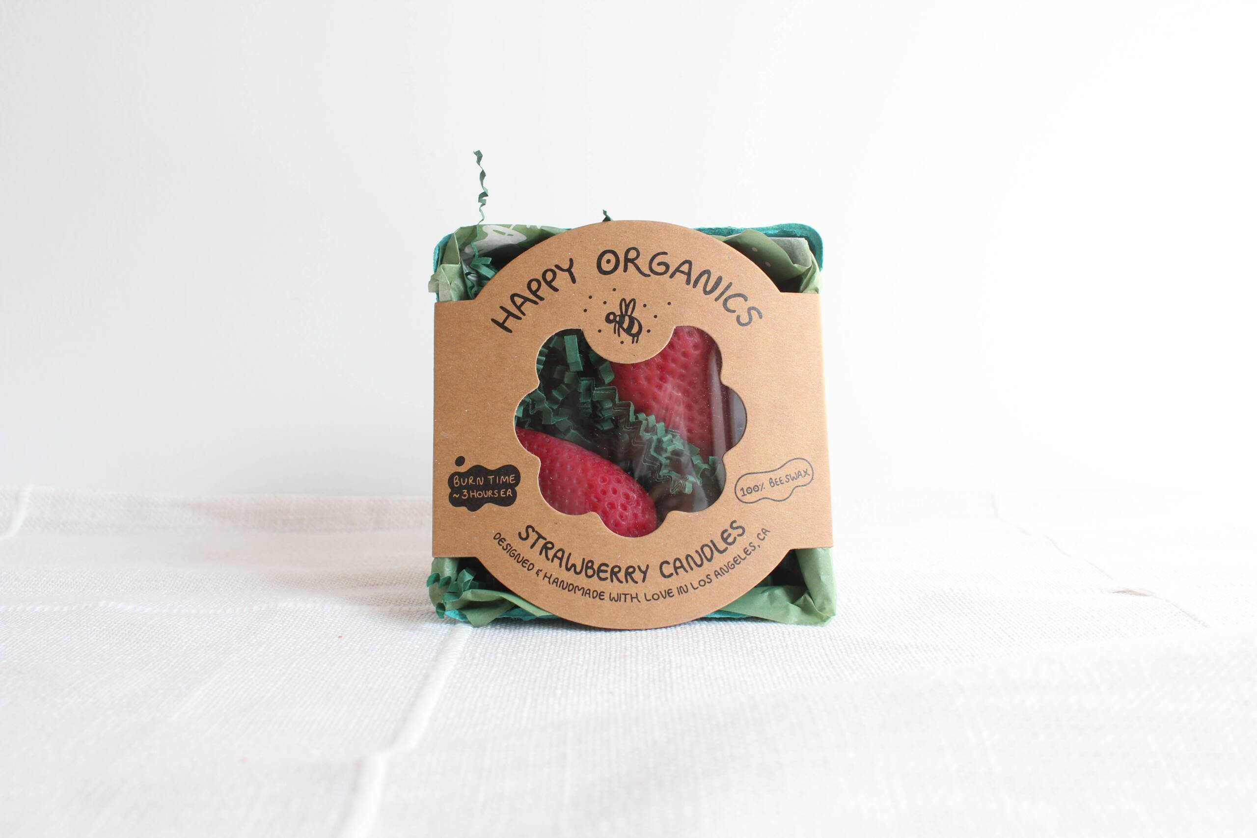 Large Strawberries Beeswax Candle Pair - Image 3