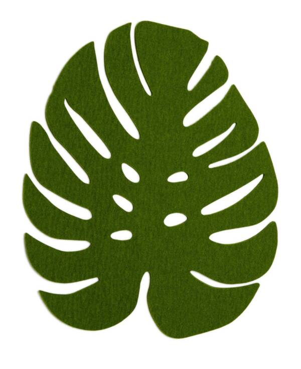 Merino Wool Felt Large Monstera Leaf Trivet: Loden Green - Image 2