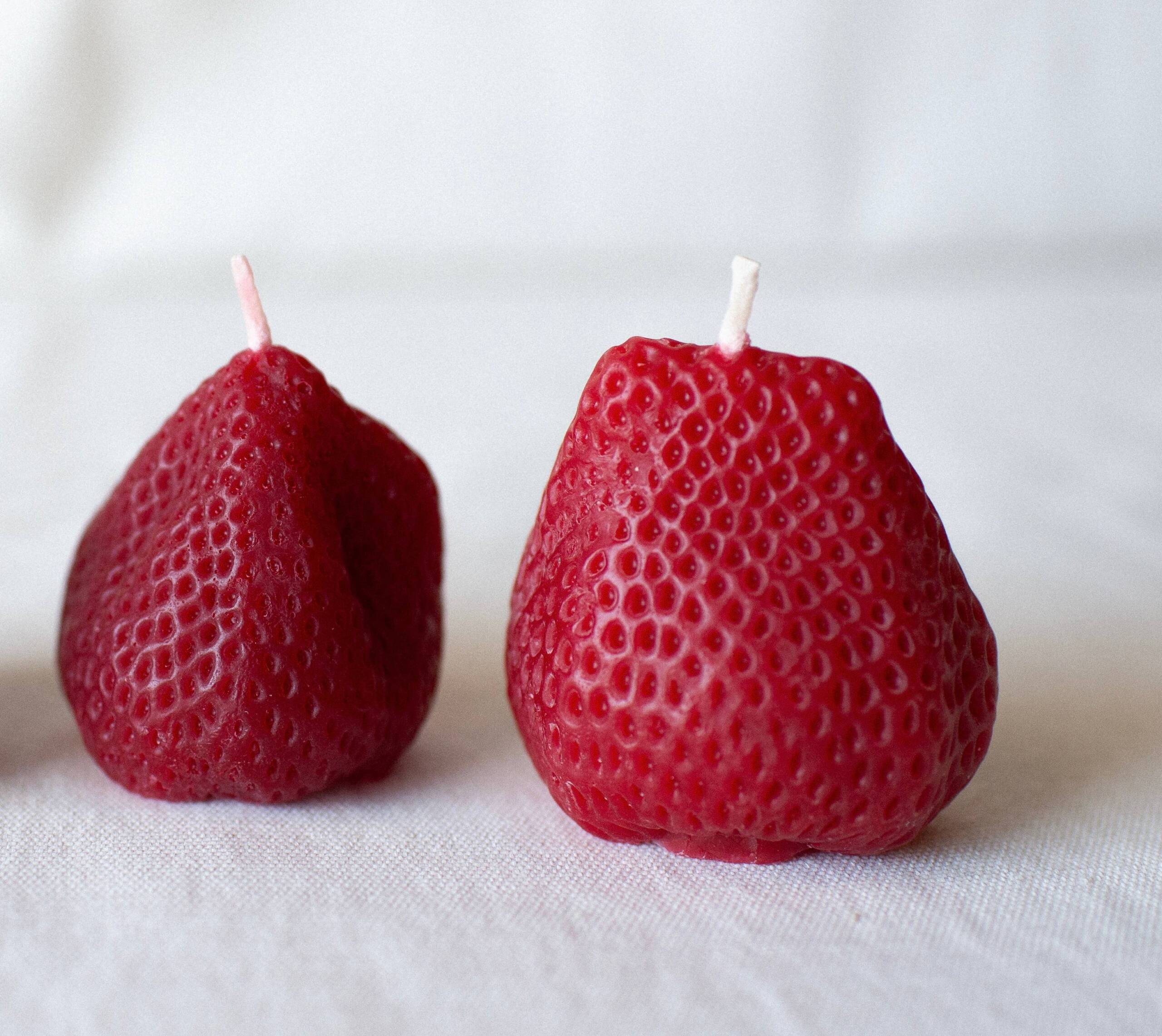 Large Strawberries Beeswax Candle Pair - Image 5