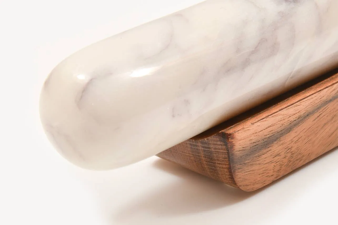 White Marble Rolling Pin and Wood Base - Image 4