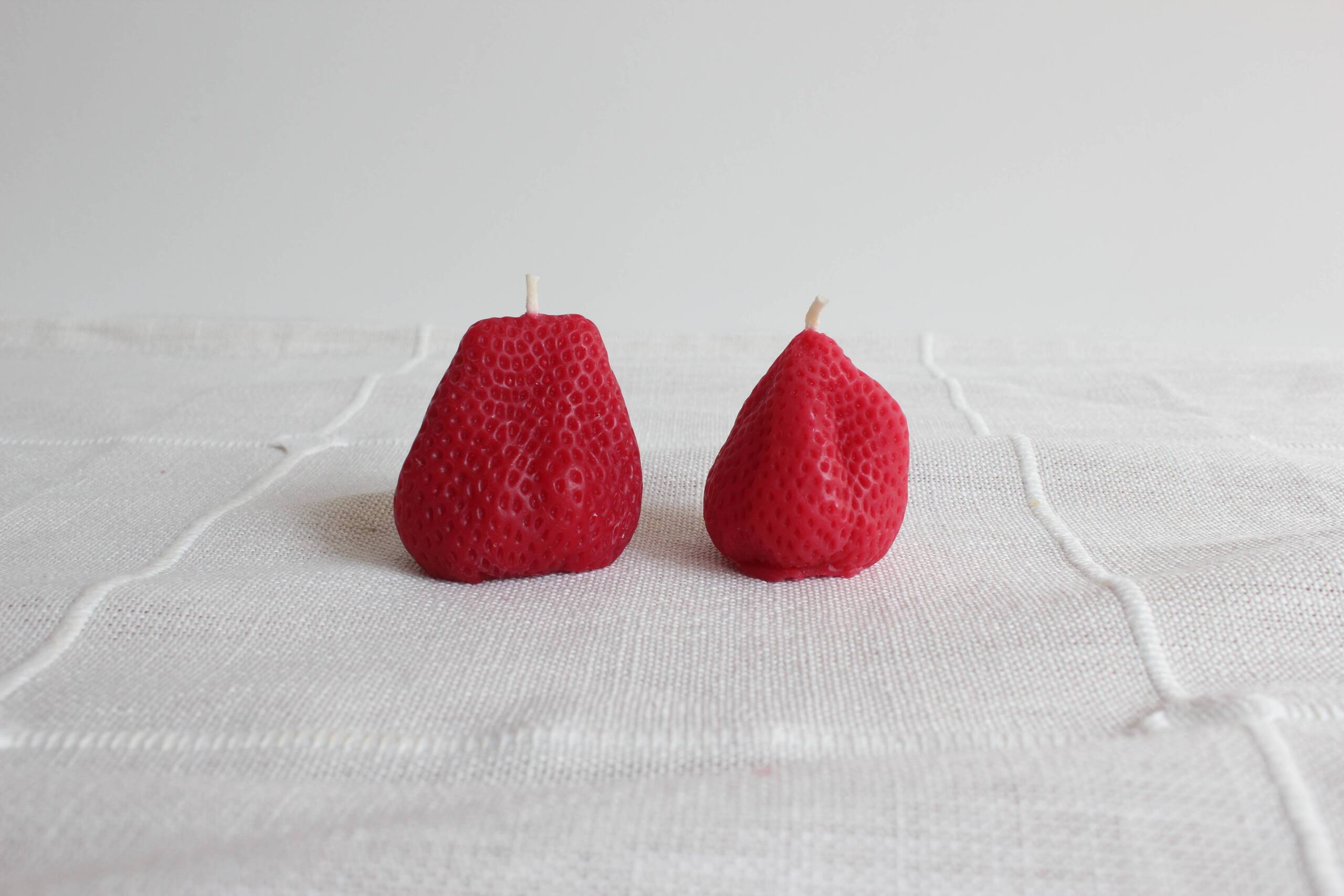 Large Strawberries Beeswax Candle Pair - Image 2