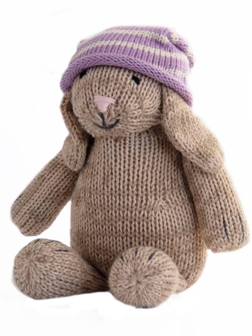 Handmade Brown Bunny In Slouch Hat - Fair Trade Knit Toy
