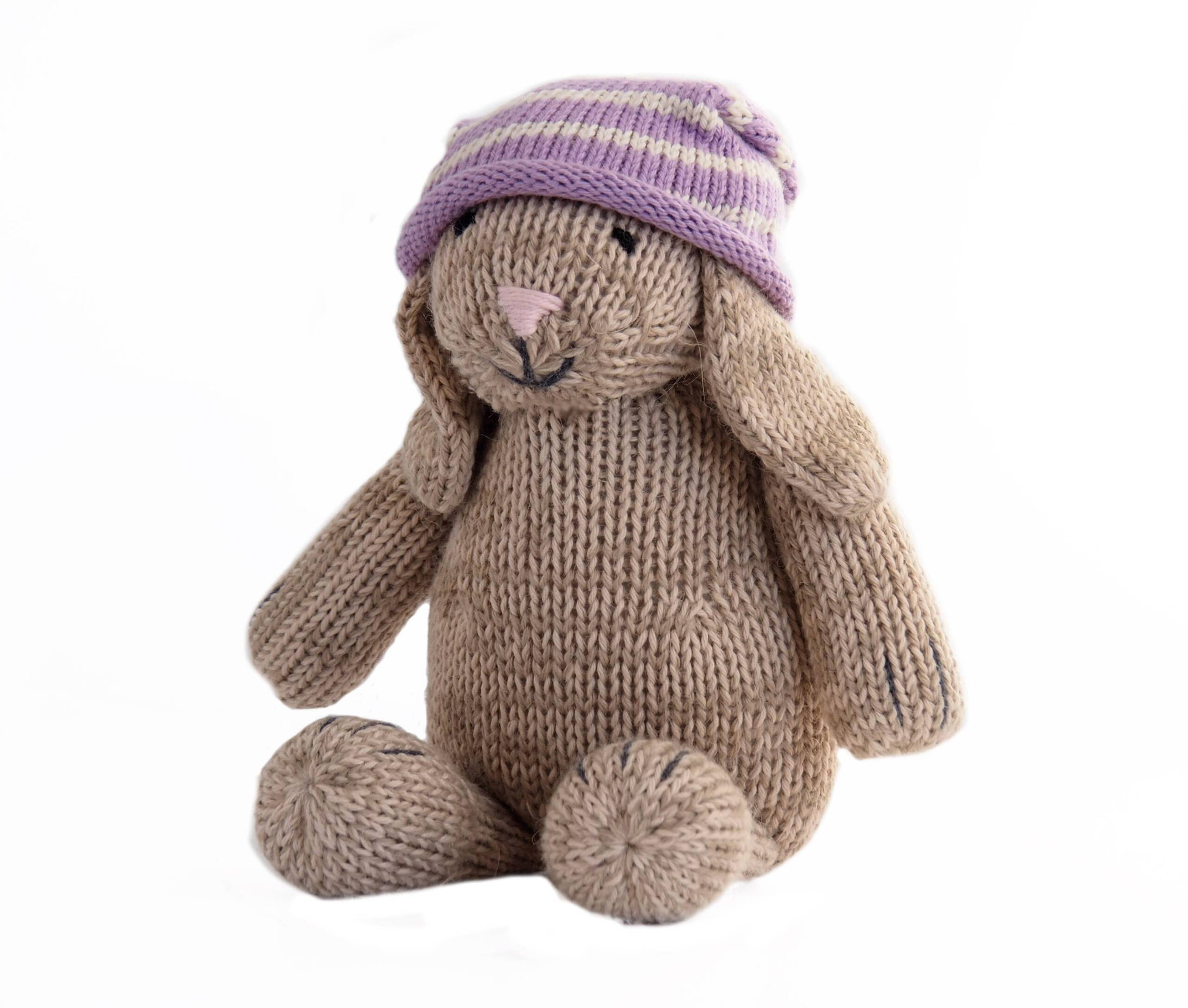 Handmade Brown Bunny In Slouch Hat - Fair Trade Knit Toy
