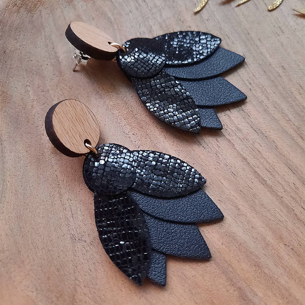 Earrings - Mandala Noir (made in France)