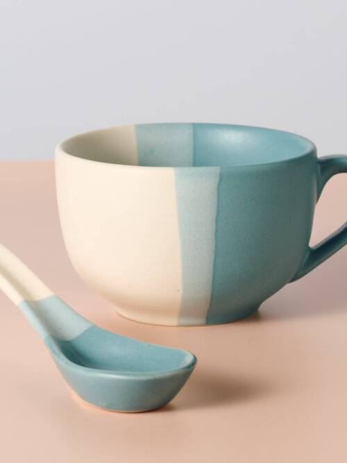 Pheeka Striped Jumbo Mug with Spoon