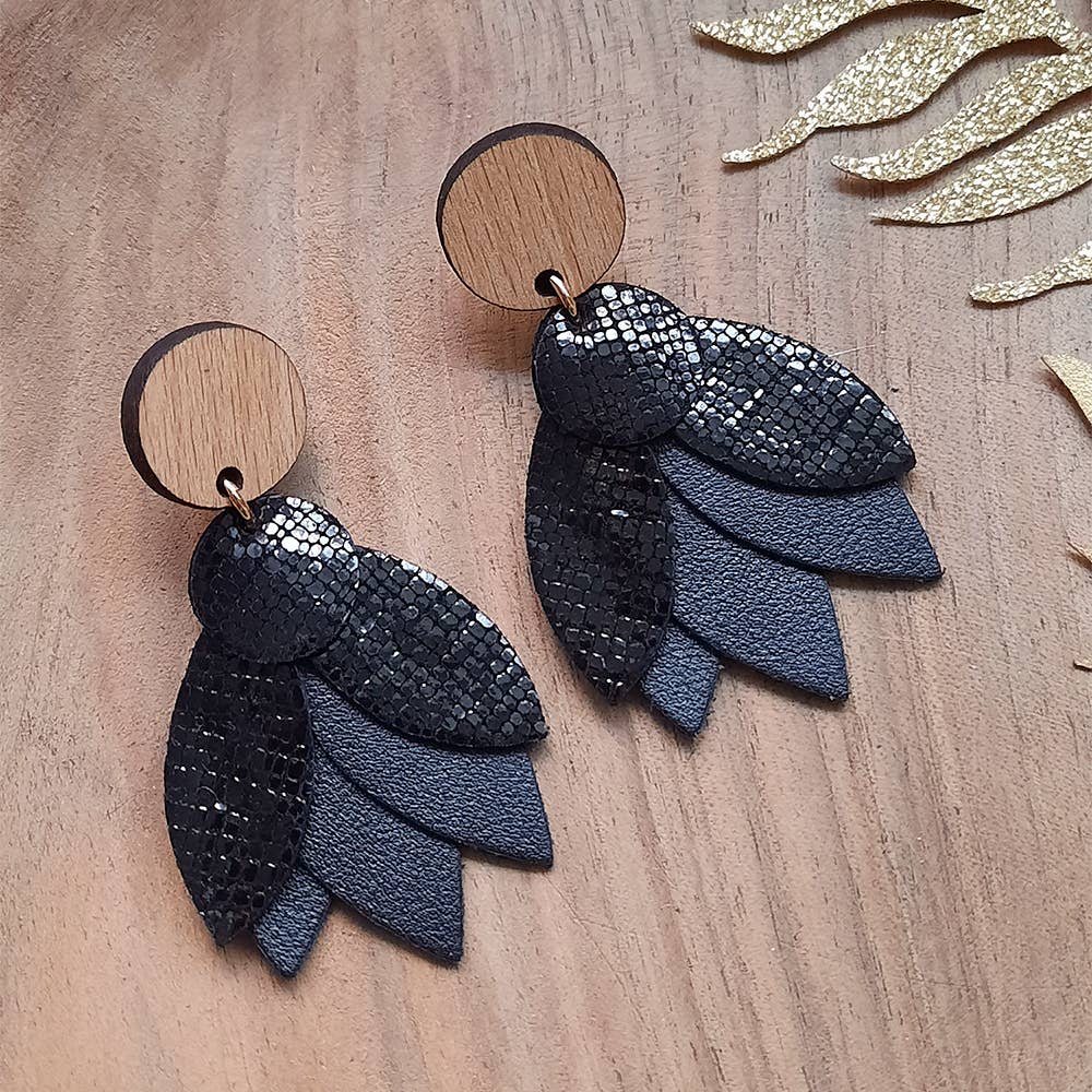 Earrings - Mandala Noir (made in France) - Image 3