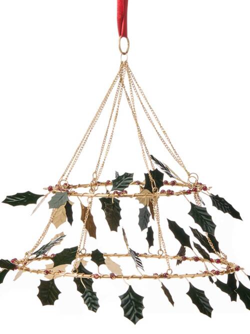 Holly Wreath Chandelier Mobile