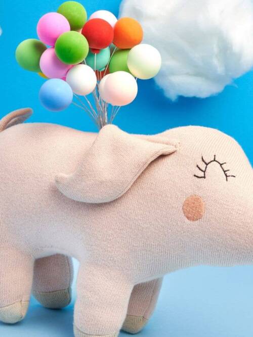 Knitted Pig Plush Toy in Pink Organic Cotton