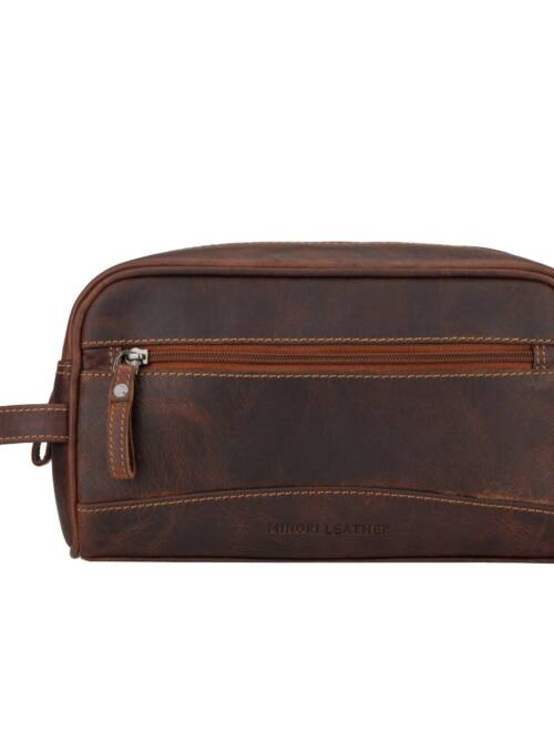 Montana Leather Toiletry Bag – Unisex – Chestnut