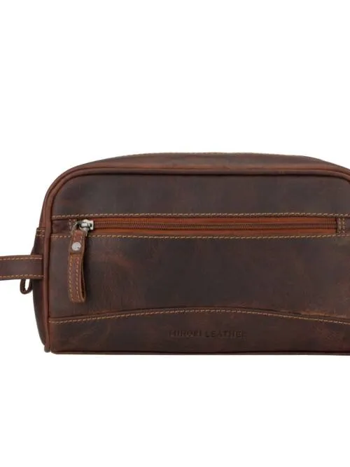 Montana Leather Toiletry Bag – Unisex – Chestnut