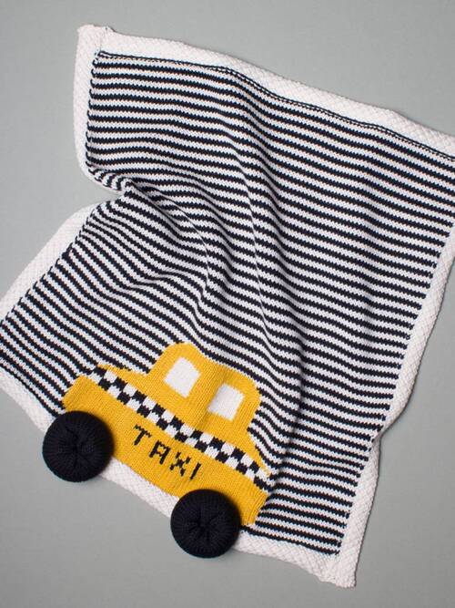 Organic Taxi Lovey / Baby Security Blanket (Handmade): 14" X 14"
